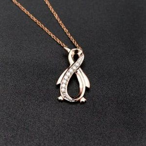 .10Cttw Diamond Penguin Infinity Necklace RoseGold